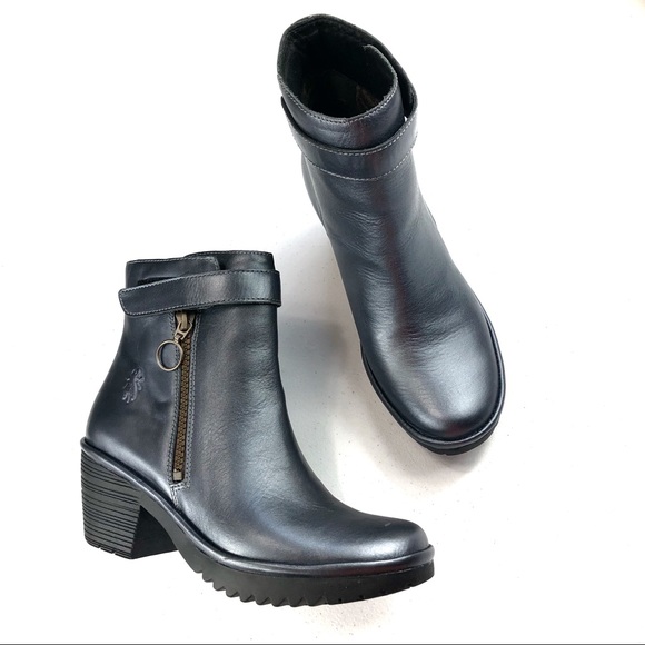 Fly London Ankle Boots Black/ Graphite Size 36
